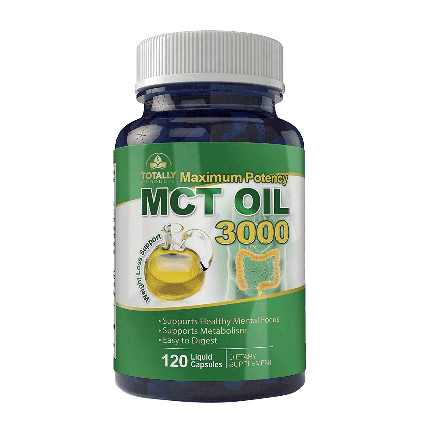 Maximum Potency 100% Pure MCT Oil Capsules - 3000 mg - 120 Cold Pressed Softgels