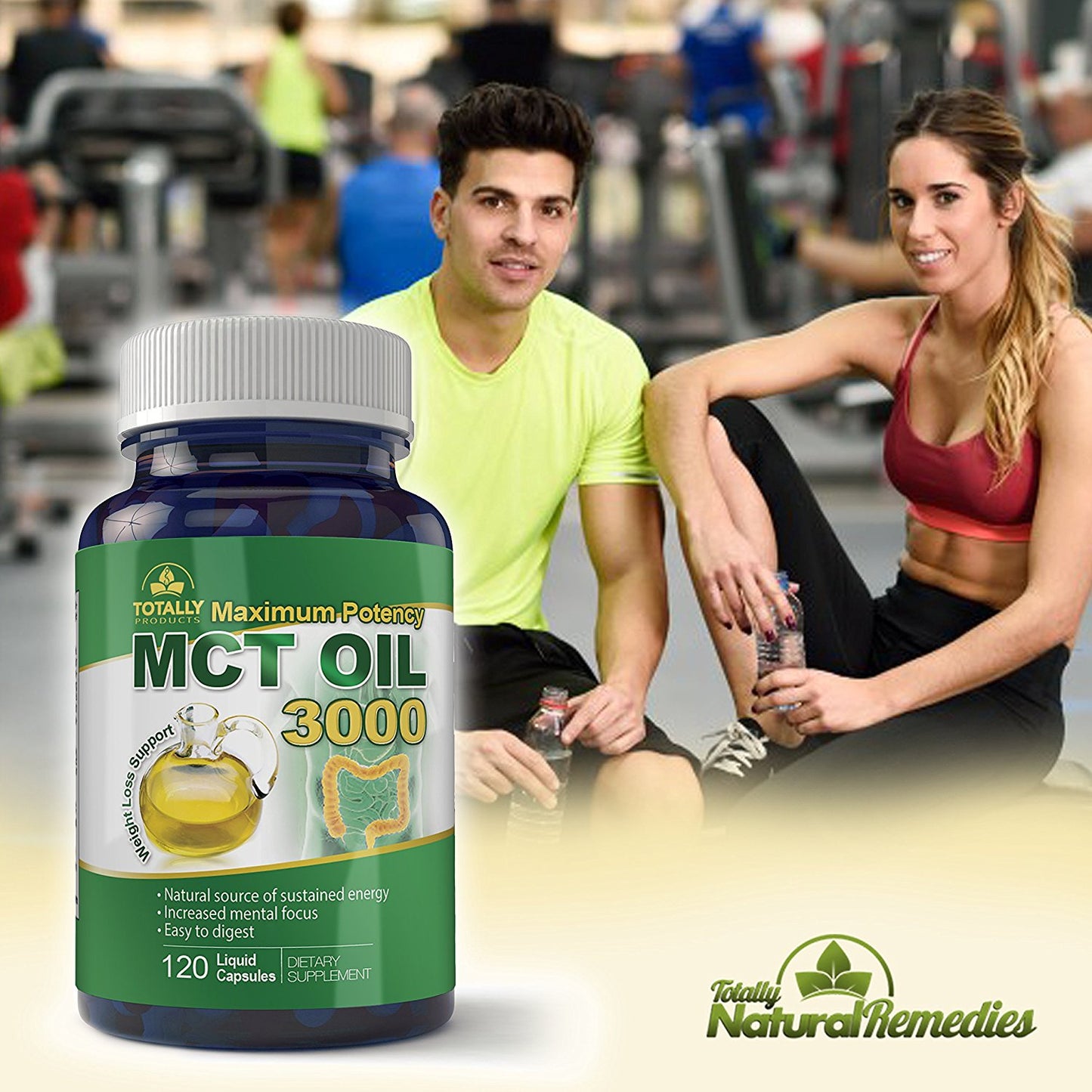 Maximum Potency 100% Pure MCT Oil Capsules - 3000 mg - 120 Cold Pressed Softgels