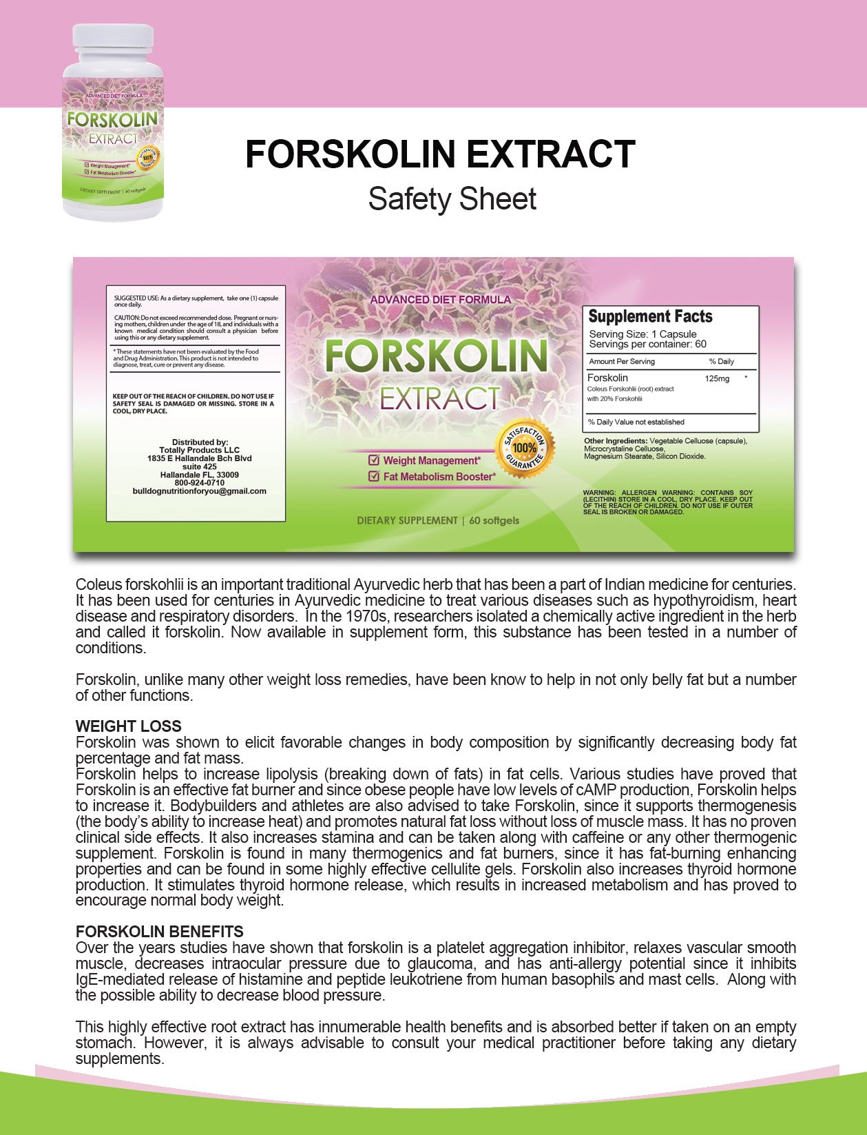100% Pure Forskolin Extract - 250mg Premium Grade Coleus Forskohlii (60 Capsules)