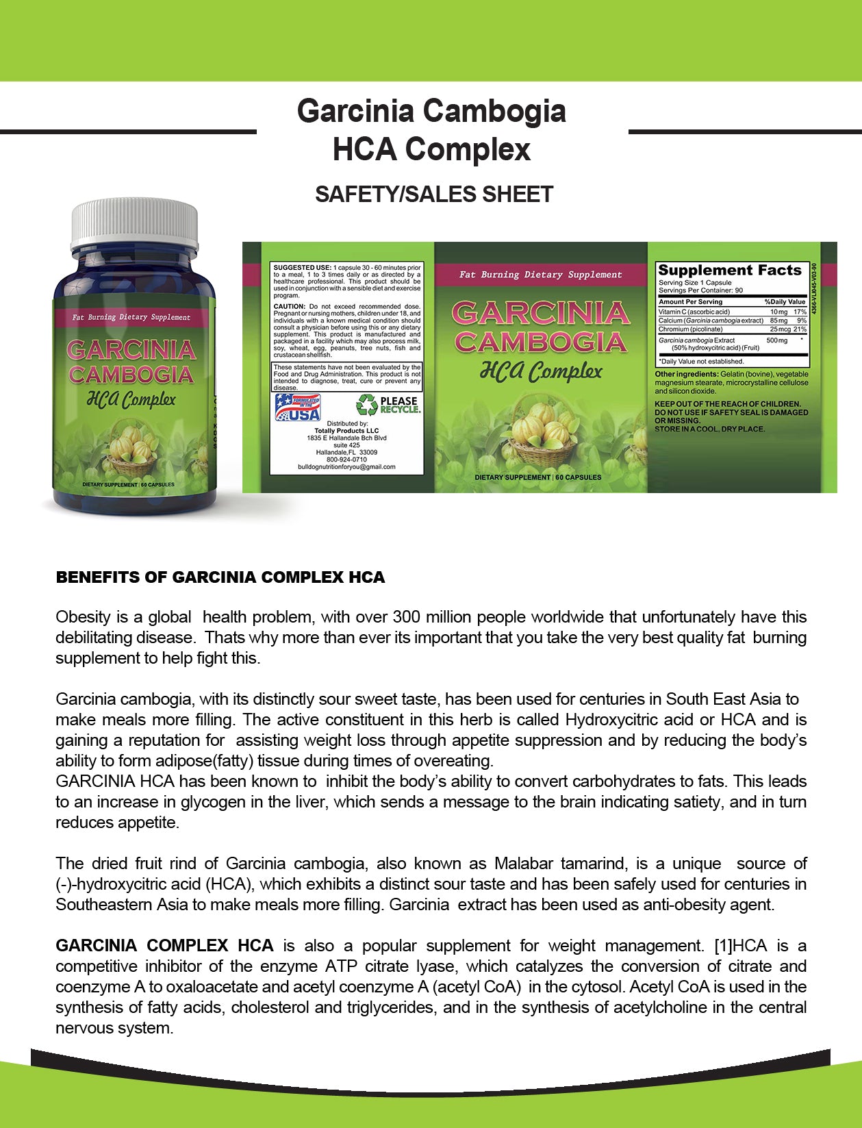 Garcinia Cambogia HCA Complex Natural Appetite Suppressant and Weight Loss Supplement
