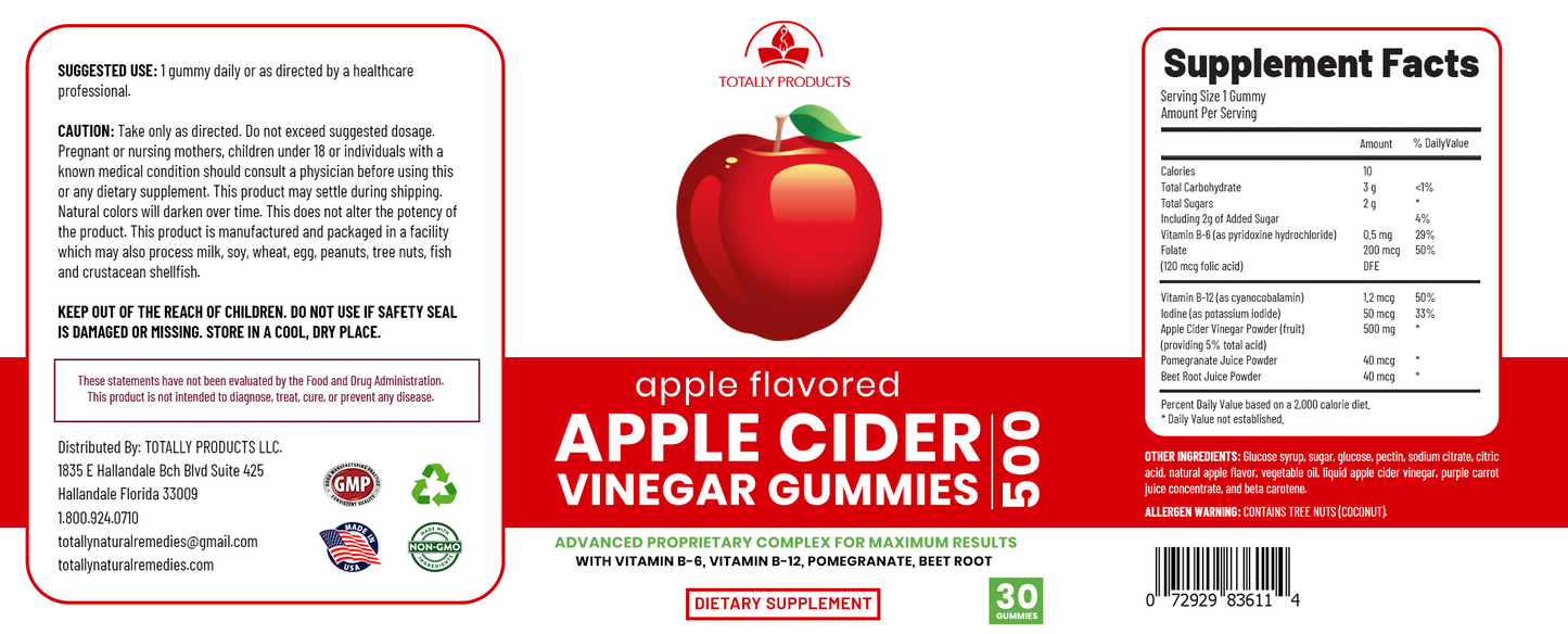 Apple Cider Vinegar Gummies with Pomegranate, Beet Root And Vitamin B6