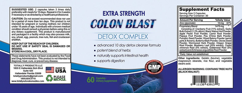 Extra Strength Colon Blast 10 Day Detox Complex (60 Capsules)