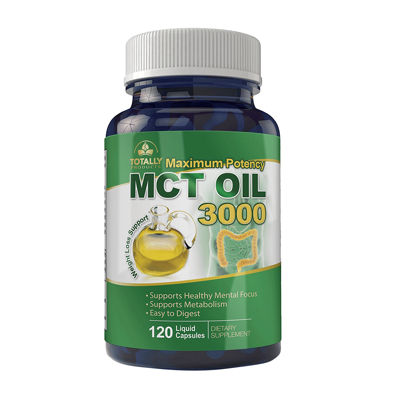 Maximum Potency 100% Pure MCT Oil Capsules - 3000 mg - 120 Cold Pressed Softgels