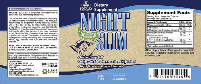 Night Slim All Natural Sleep Aid (30 Non-Habit Forming Capsules)