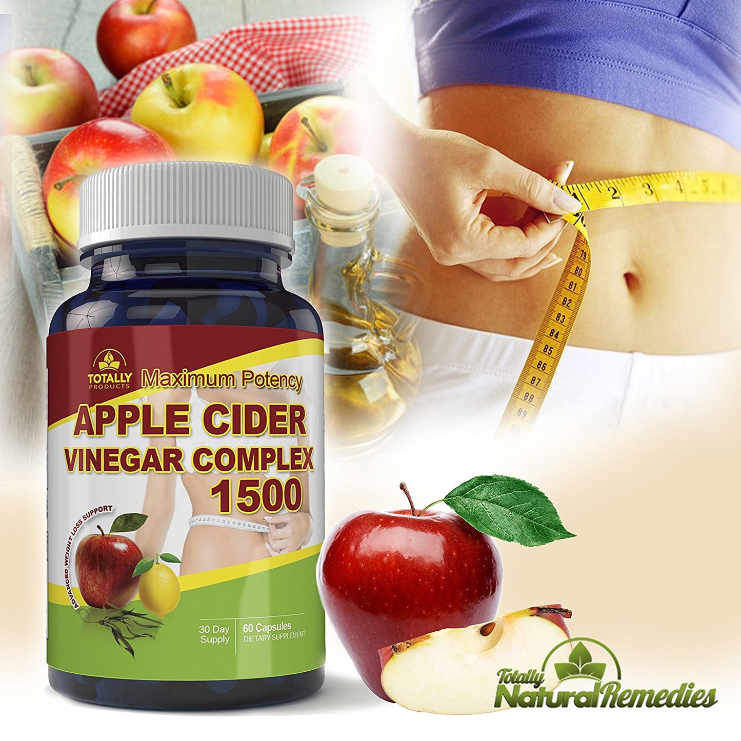 Maximum Potency 1500mg Apple Cider Vinegar Complex (60 Capsules)