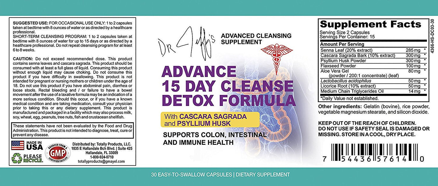 Dr. Jeff's Colon: Advanced 15 Day Detox Cleanse Formula (30 Capsules)