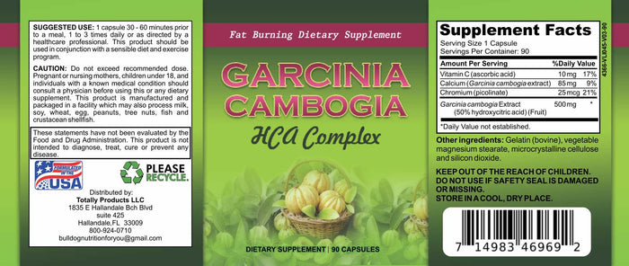 Garcinia Cambogia HCA Complex Natural Appetite Suppressant and Weight Loss Supplement